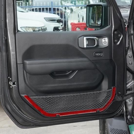 Red Carbon Fiber Front Door Storage Cover Trim For Jeep Wrangler JL Gladiator