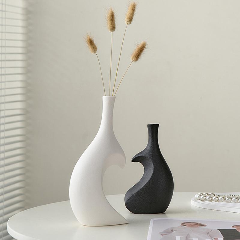 אגרטל פרחים לא סדיר רטרו יצירתי חיקוי קרמיקה פלסטיק אגרטל פרחים קישוט למשרד בסלון