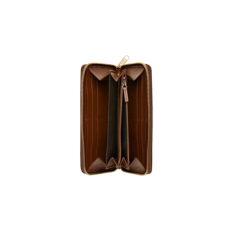 Gucci Autumn Winter New Double G Logo Interlocking Long Zipper Canvas And Leather Wallet Unisex wallet Ebony Brown 673003-92TCG-8563