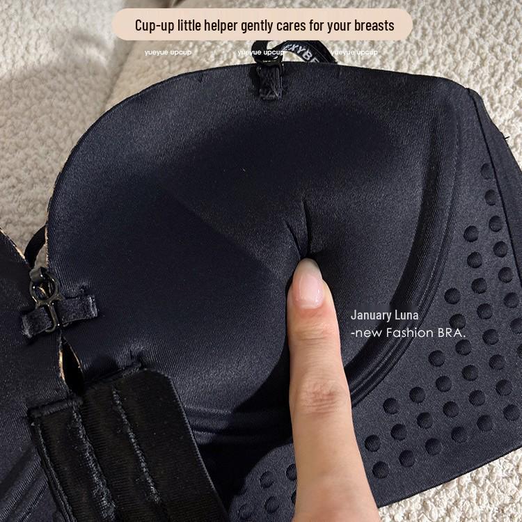 Women's Push-Up Halter Bra, Front Buckle, Wire-Free, Anti-Sagging, with Side Support.