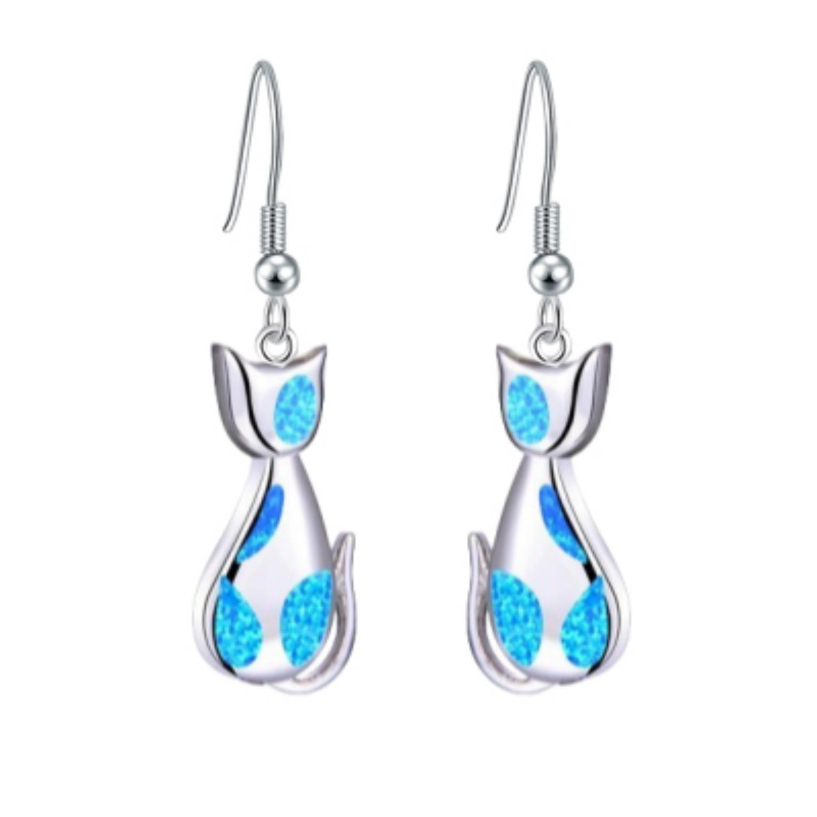 2026 Kitten Earrings Fashionable and Trendy Exquisite Inlaid Zircon Jewelry Earrings синий