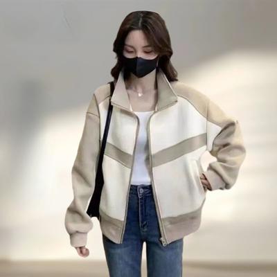 Giacca da baseball da donna, modello corto, alla moda e versatile, autunno e primavera, vestibilità comoda e alla moda.