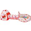 Children's Indoor Three-Piece Play Tent Set with Tunnel and Polka Dot Ball Pit Fence
