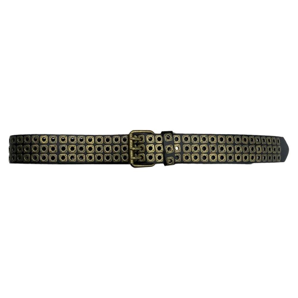 Fashion Metal Buckle Rivet Belt PU Leather Hollow Out Waistband Punk Style Belt Matching for Gifts