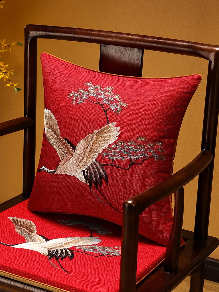 Veemi Home Leinen Kissenbezug Frühling Vögel Stickerei Orientalischer Luxus Hochwertiger Kissenbezug für Couch Sofa Bett 18x18 Zoll