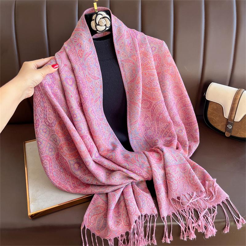 Women Paisley Scarf Cashmere Feeling Pashmina Shawls Tassel Hijab Head Wraps Femme Winter Scarves Foulard Bufanda
