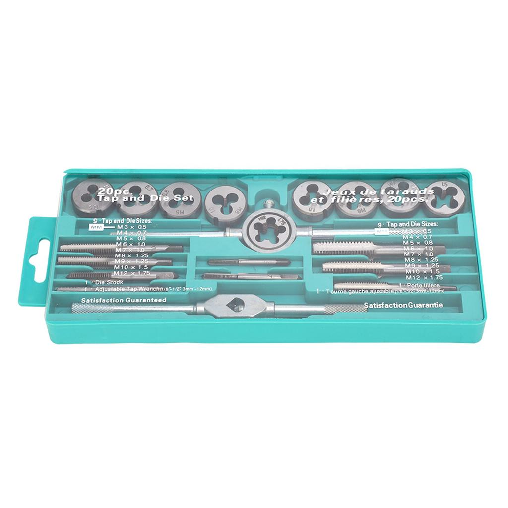 20pcs Metric Thread Tap Die Set Alloy Portable High Hardness Tap Die Hand Tools Set