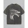 Europese Maat Gewassen, Draak Retro Stijl.jpg Bedrukt Heren Zomer T-shirt, Hoge Kwaliteit Batik Katoen All-season Casual Kleding T-shirt