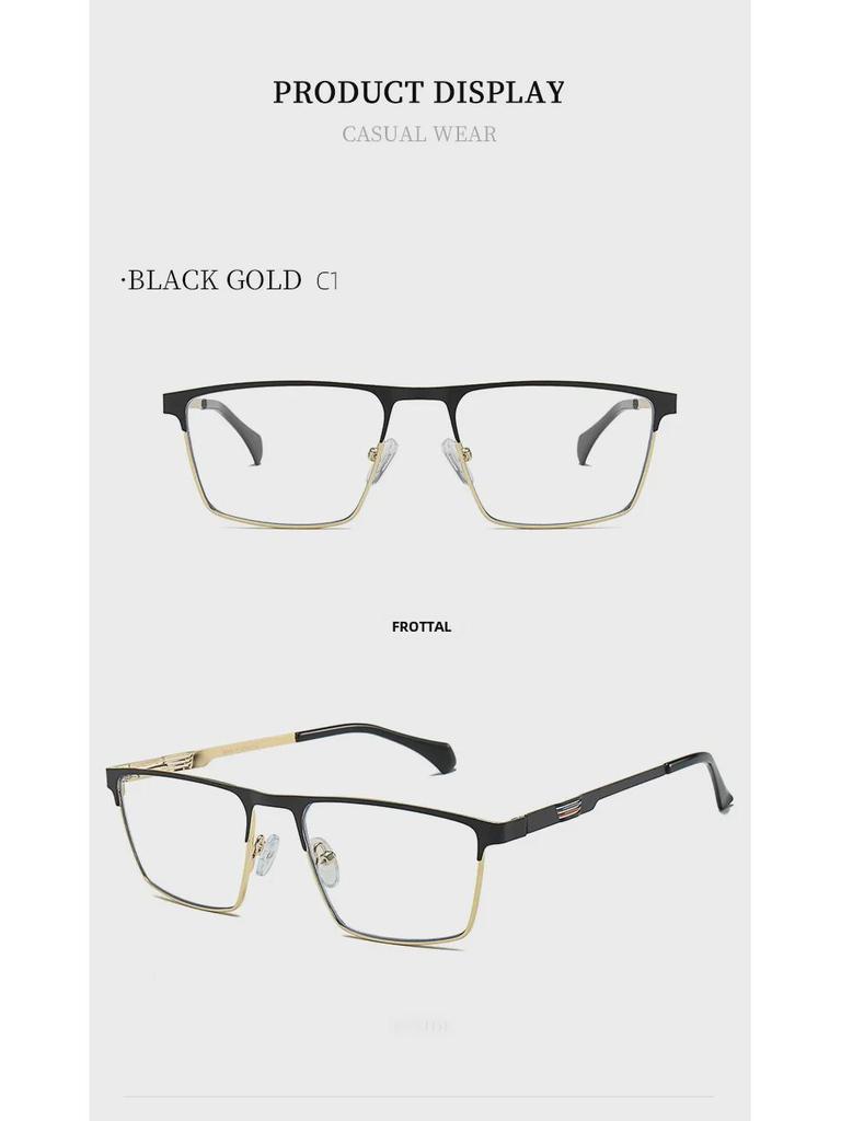 Men's Anti-Blue Light Square Metal Glasses Frame 6915 - Business Casual Style