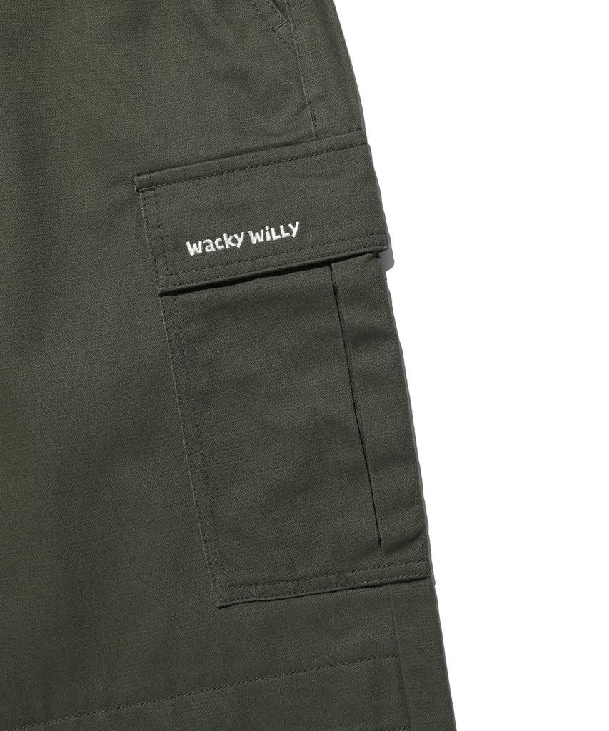 WACKY WILLY Balloon Fit Cotton Cargo Pants Olive Green