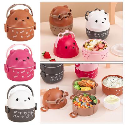 1Pcs Children Thermal Bento Box Eyeglass Bear Food Storage Container Durable Lunch Box