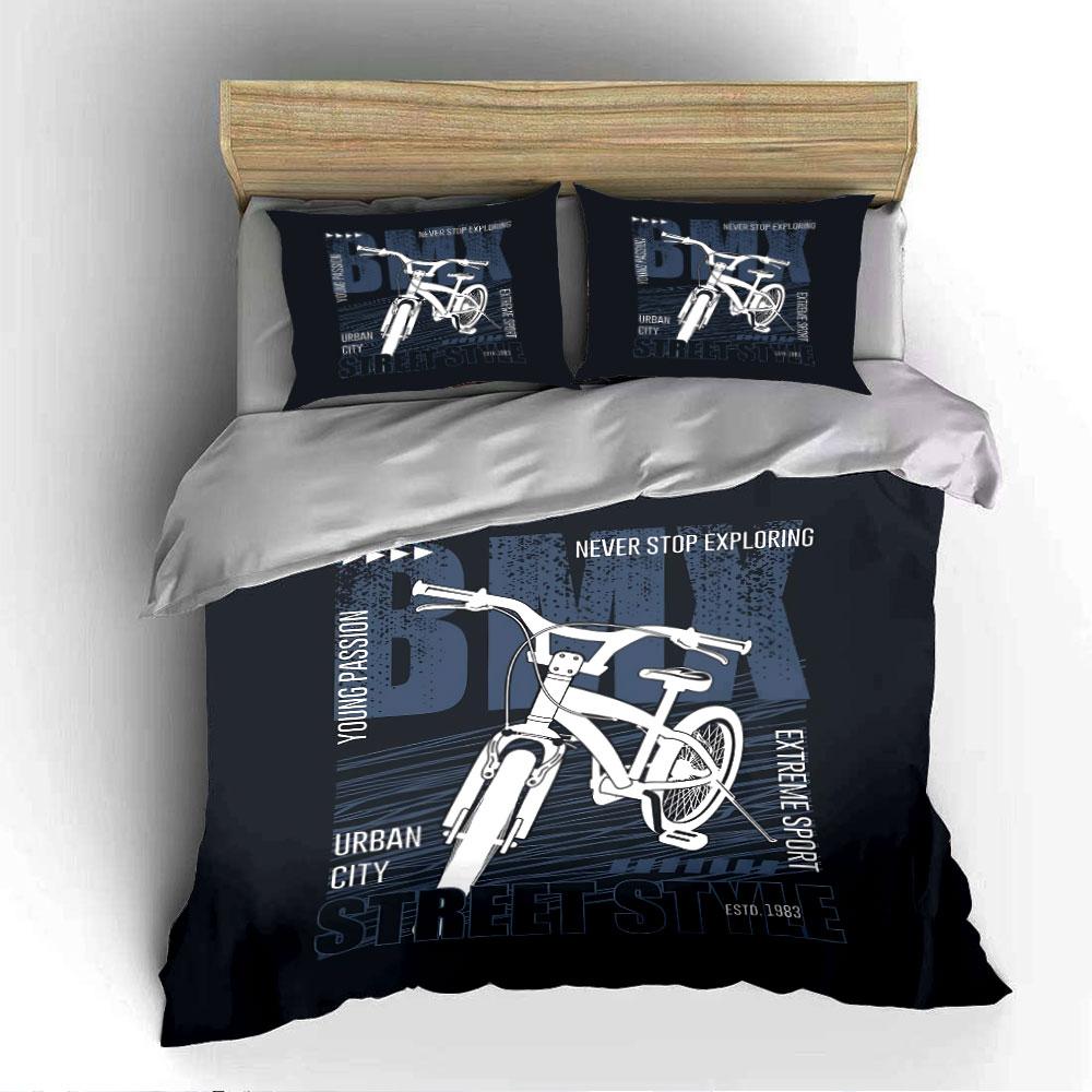 Biancheria da letto con design grafico stile BMX Street Set Copripiumino Copripiumino Federe (1*Copripiumino 2*Federe, senza piumino)