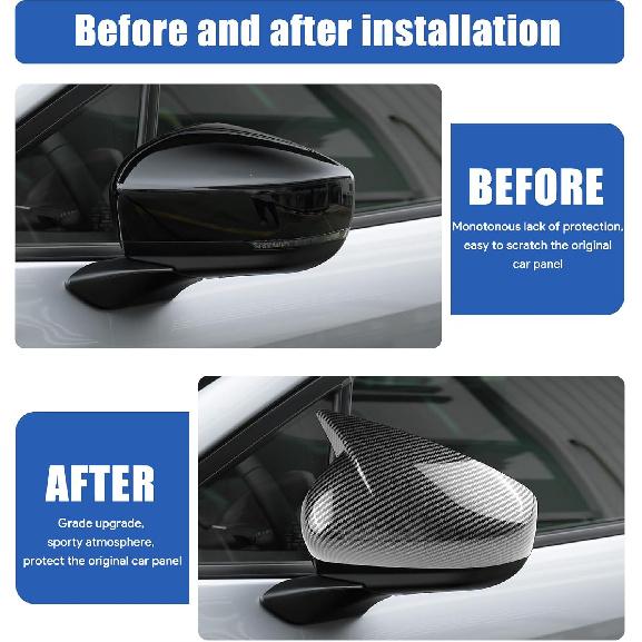 KUNGKIC For 2023 2024 2025 Subaru Crosstrek Car Side Rearview Mirror Covers Outer Protect Decorate Exterior Decoration Accessories ABS (Carbon Fiber