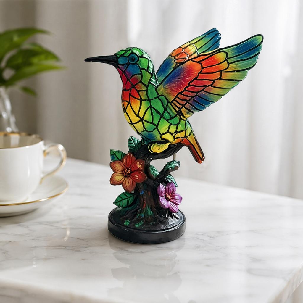 Mini Bird Tabletop Decoration Handmade Stained Glass Mini Resin Flying Bird Decor for Living Room Home Bedroom Decoration