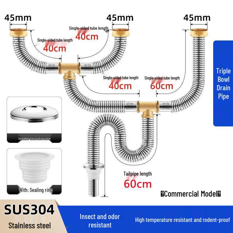 Commercial Stainless Steel Sink Drain Pipe