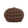 Vintage Plaid Beret Women's Autumn Winter Octagonal Cap Painter's Cap