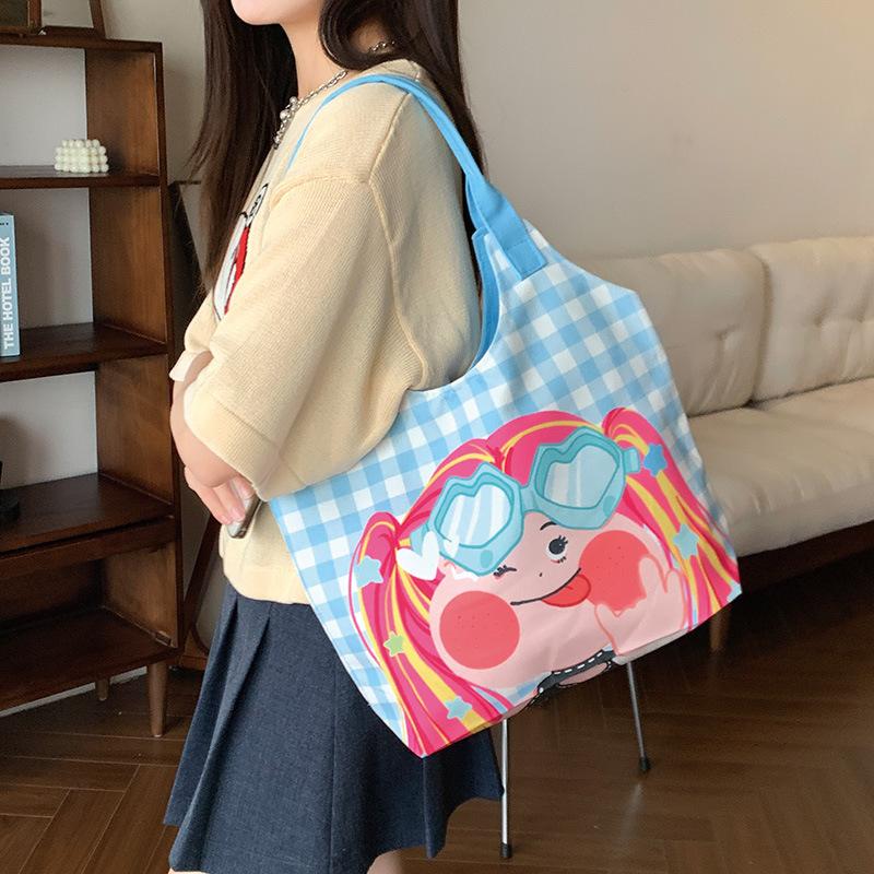 

Women s Tote Bag Kawaii Carto Small Bag Carto Hand Drawn Single Shoulder Bag Large Capacity Shopping Bag Student Class Bag