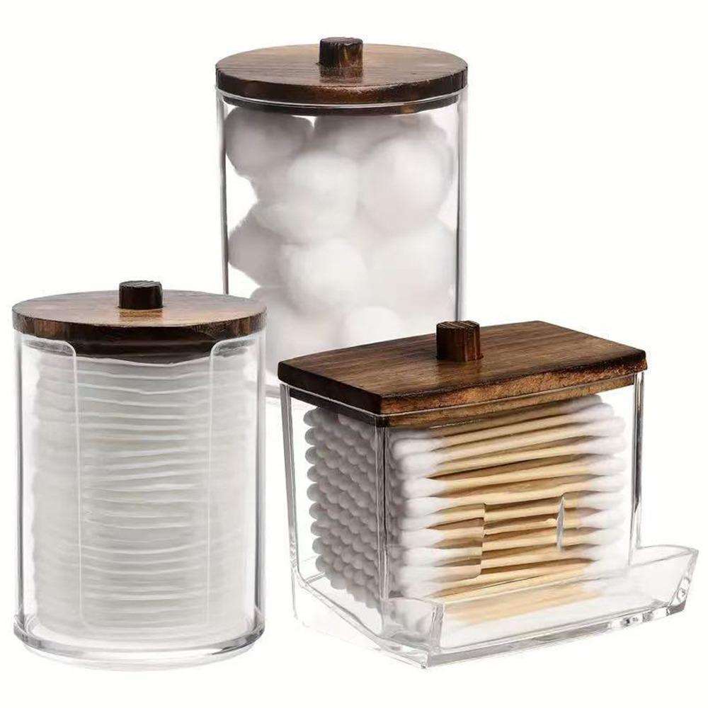 2/3/4Pcs Dust-proof Qtips Storage Holder Set Save Space Apothecary Container Jar  Cotton Pad