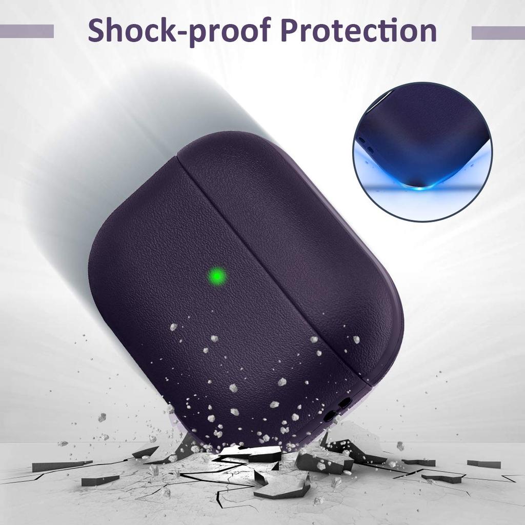 Shockproof Protective Cover for AirPods Pro 3 Compatible with AirPods Pro 3rd Generation Case Leather Texture Case with Keychain