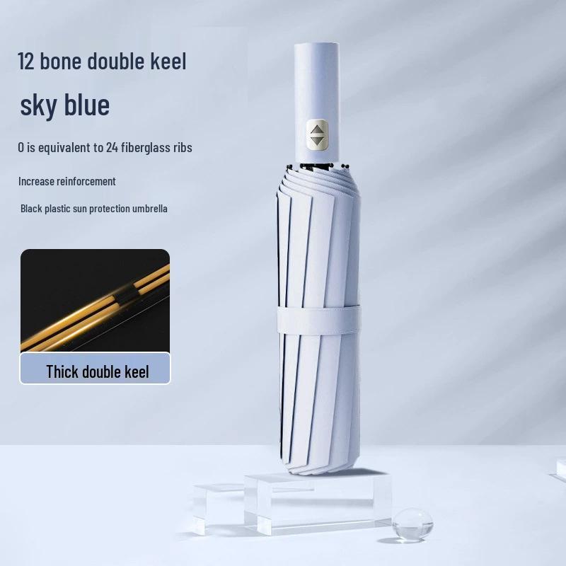 Premium Automatic Anti-UV Folding Umbrella with Dual-Use Sun and Rain Protection and Customizable Logo.