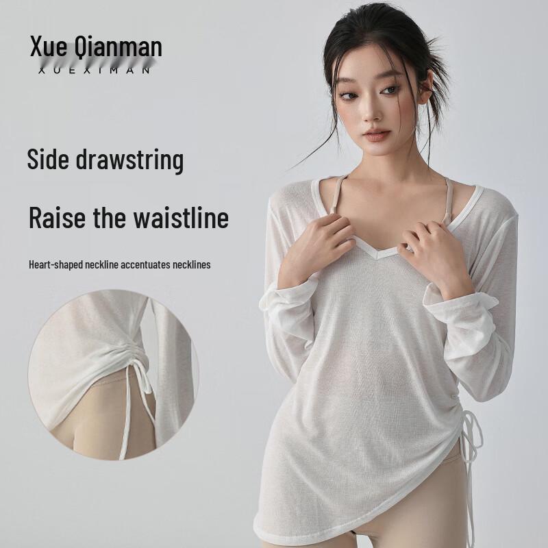 Xueqiman Women s Loose Quick-Dry Yoga & Pilates Long-Sleeve Top L