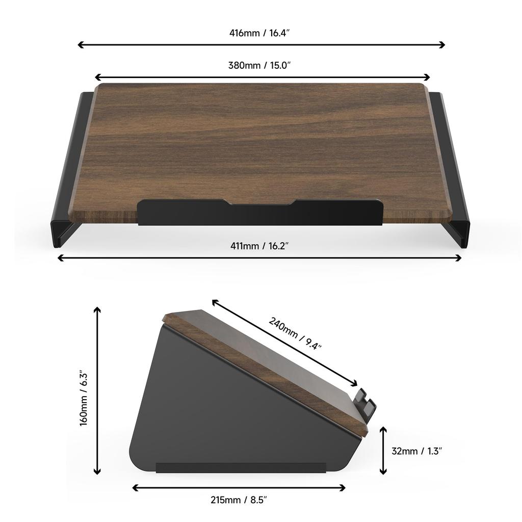 FENGE Laptop PC Tablet Fits up to Aluminum and Wood Ergonomic G03A1064D Stand, Stand, Stand, 17-inch Laptops, Construction, 30° Angle, Non-Slip,