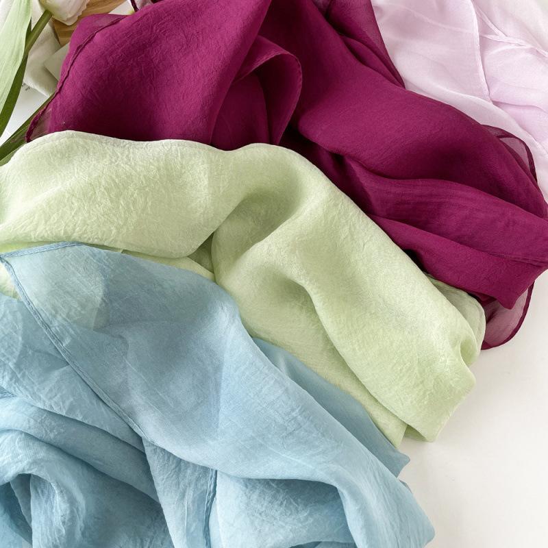 Solid Color Scarf Long Strips for Women Spring and Summer Color European and American Thin Scarf Neck Scarf Hair Strap Hair Strap