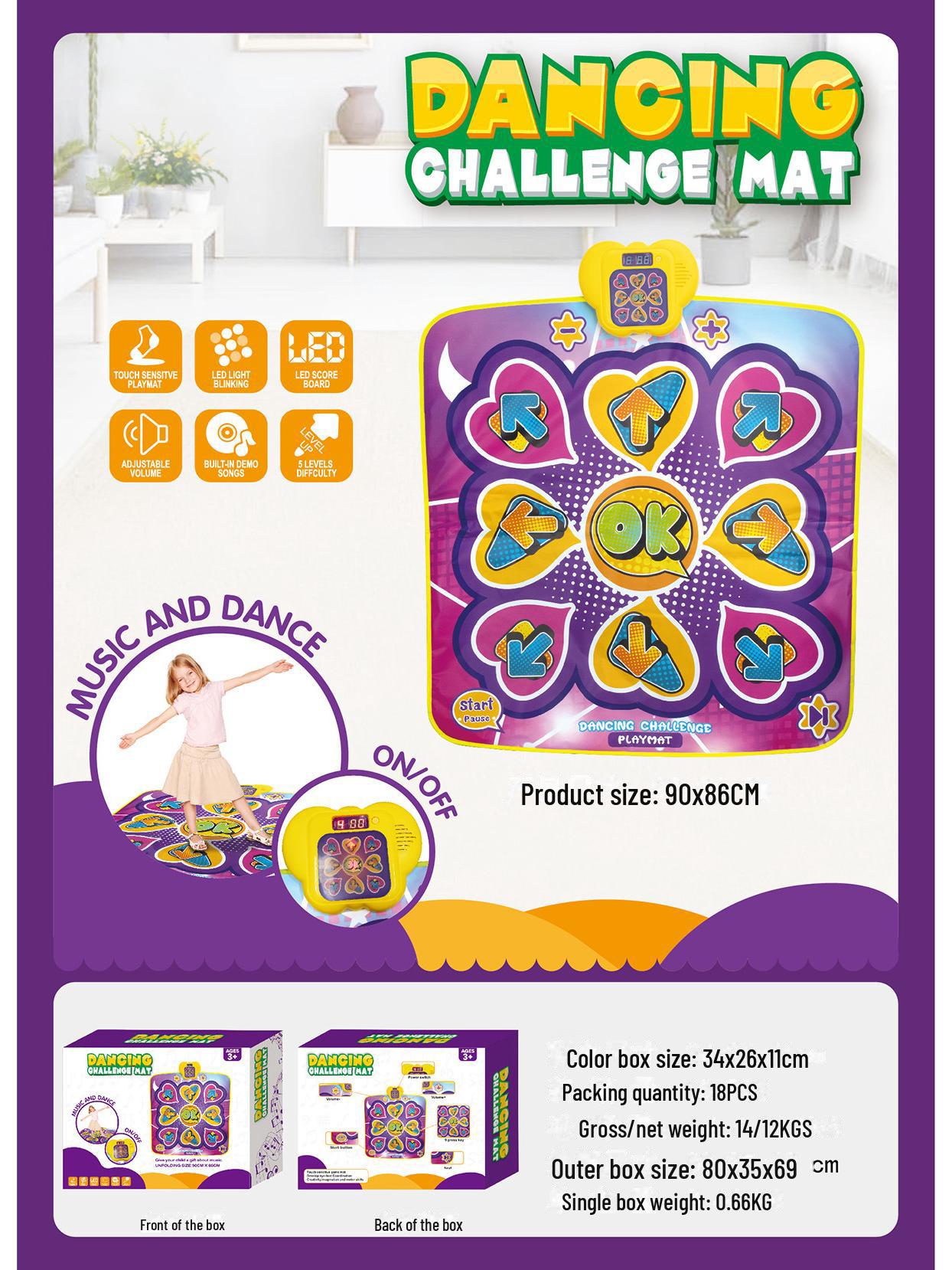 

Детское интерактивное танцевально-музыкальное одеяло - обучающая электронная игрушка Arrow dance mat фиолетовый