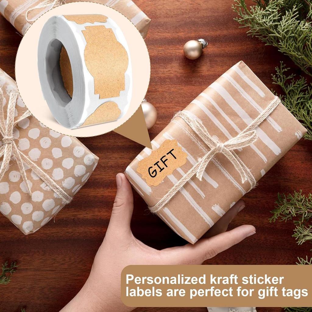 Label Stickers 300PCs/Roll Kraft Round Self-adhesive Label Paper Sticker Classification Name Labels Stickers for gift  decor