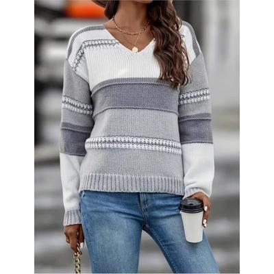 Sweater for Women Winter V Neck Pullover Warm Knitted Stretchy Long Sleeve Oversize Jumper Sweater Tops
