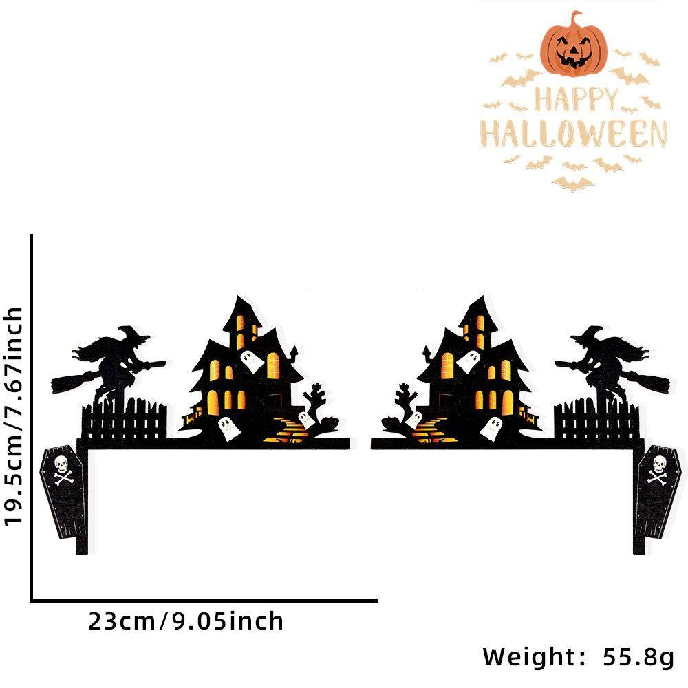1pair Funny Party Decoration Halloween Door Frame Bats Pumpkins Wooden Door Corner Sign Spider Webs Door Frame Decoration Door