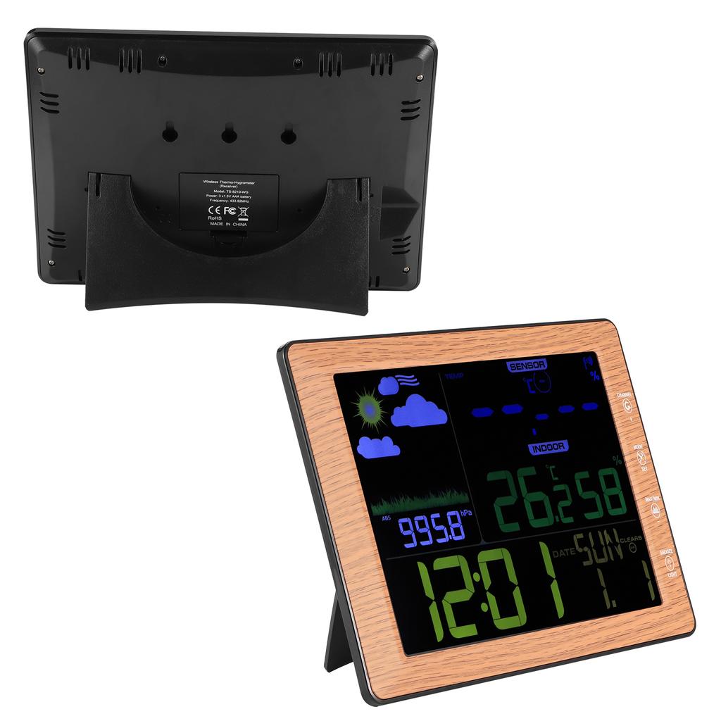 Wireless Weather Forecast Color Screen Alarm Clock Indoor Outdoor Sound Control Clock