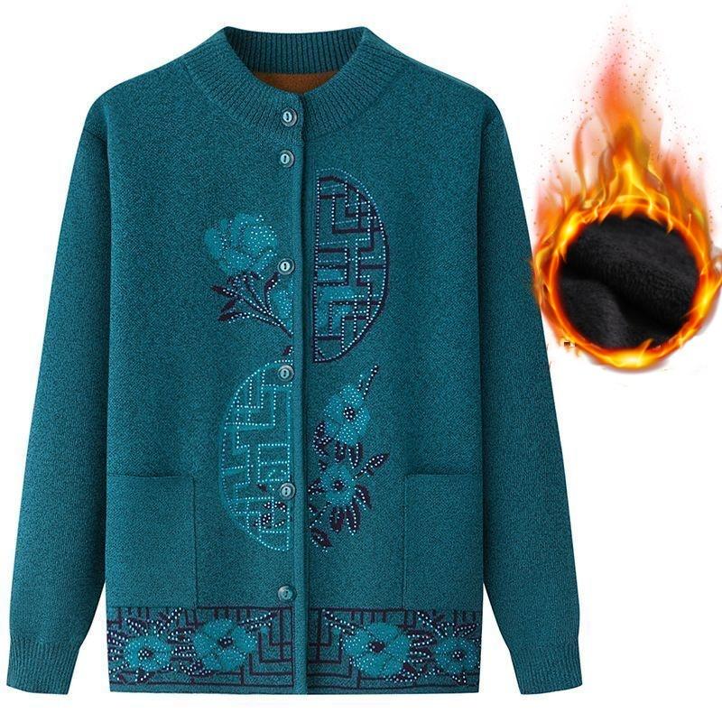 Women's Winter Sweater Jacket Plus Velvet Sweater Clothes Warm Cardigan Top