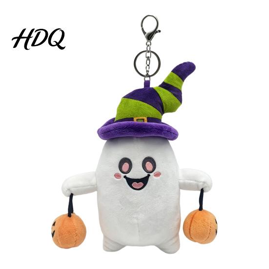 Cute Ghost Keychain Pendant Halloween Plush Keychain Spooky Stuffed Toy for Backpack Gift Party Keys Soft Mini Doll Bag Charm Festive Kids