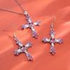 3 Pcs/Set New Fashionable And Minimalist Cross Heart Pendants Earrings Necklaces Jewelry Sets Women's Party GiftsTrendy Jewelry