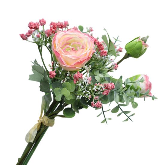Смешанные Букеты Искусственные Цветы Букет Из Искусственных Цветов Подсолнух Розы со Стеблями Реалистичный Букет Гипсофилы для Центра Стола Свадьбы Девичник розовый