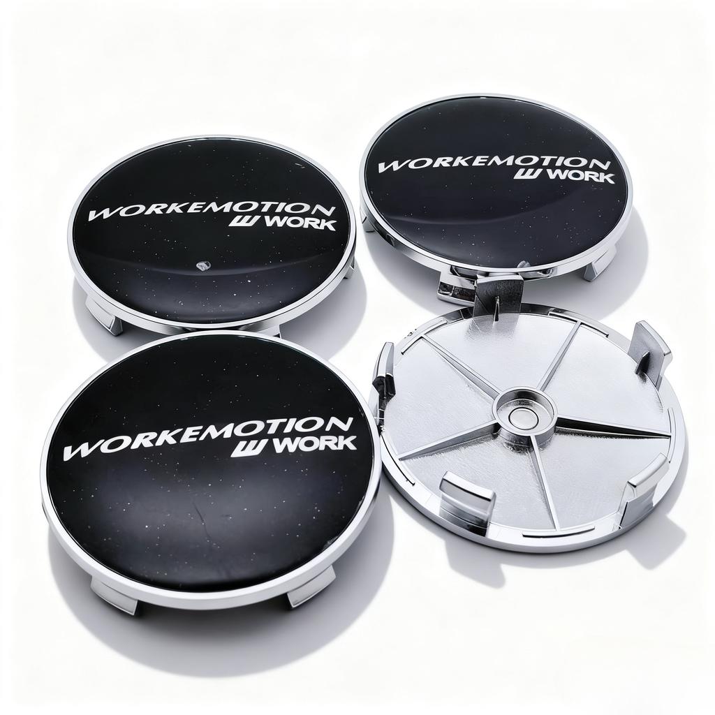 4pcs W Work Emotion Logo Emblem Badge Car Wheel Center Caps 68MM 63MM Wheels Hub Cap Rim Hubcaps Cover Replace Car Accessories
