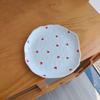 Ins style irregular floral ceramic plate handcrafted Korean underglaze dessert dish