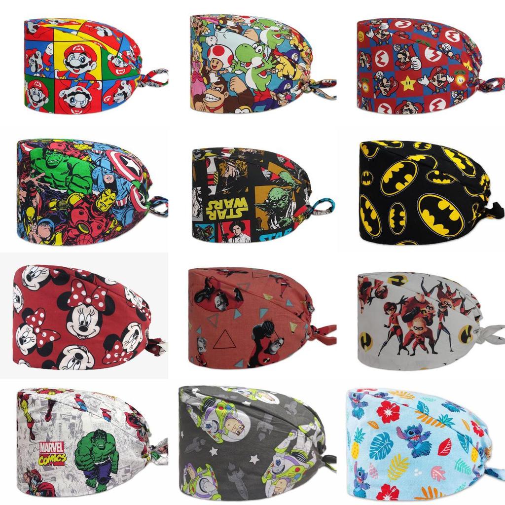 Women's Cotton Surgical Cap - Cartoon Print Nurse & Dentist Hat