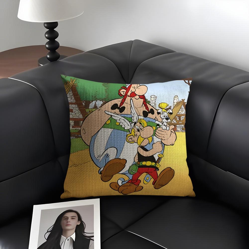 AAsterix And Obelix Cartoon Cushion Cover Natural Linen Organic Fabric DoubleSided Printing Sofa Home Decor Gift Pillow Case