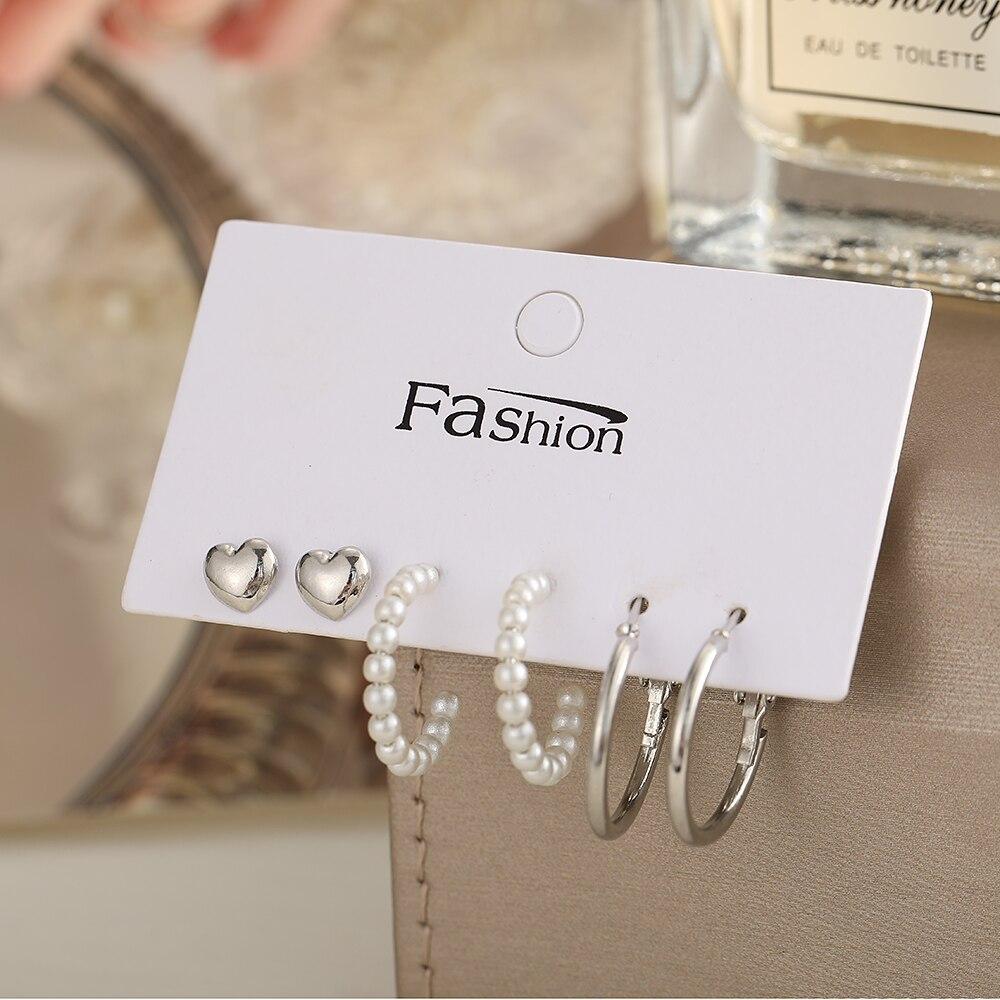 

Женские серьги, комплект серег для женщин, богемные модные украшения, серьги-гвоздики с геометрическим сердцем 5433702