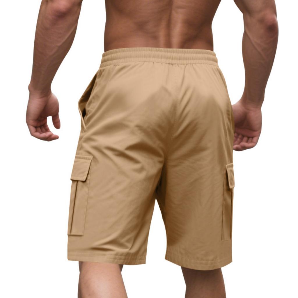 Men Drawstring Loose Fit Casual Straight Leg Cargo Shorts with Multiple Pockets for Daily Commute and Outdoor Activities