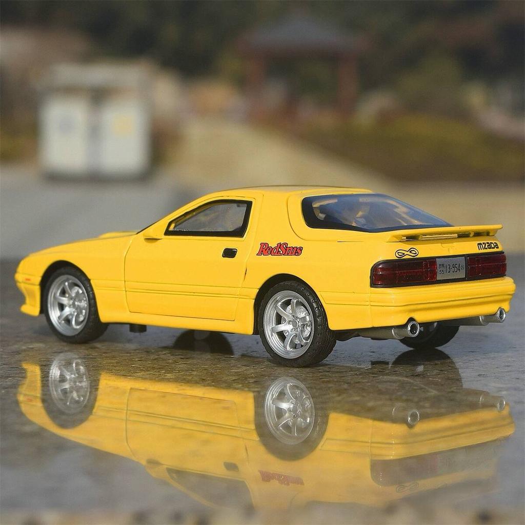 Initial D JDM Mazda RX-7 FC3S Supercar Simulation Diecast & Toy Vehicles Sounds & Light Pull Back Car 1:32 Alloy Model