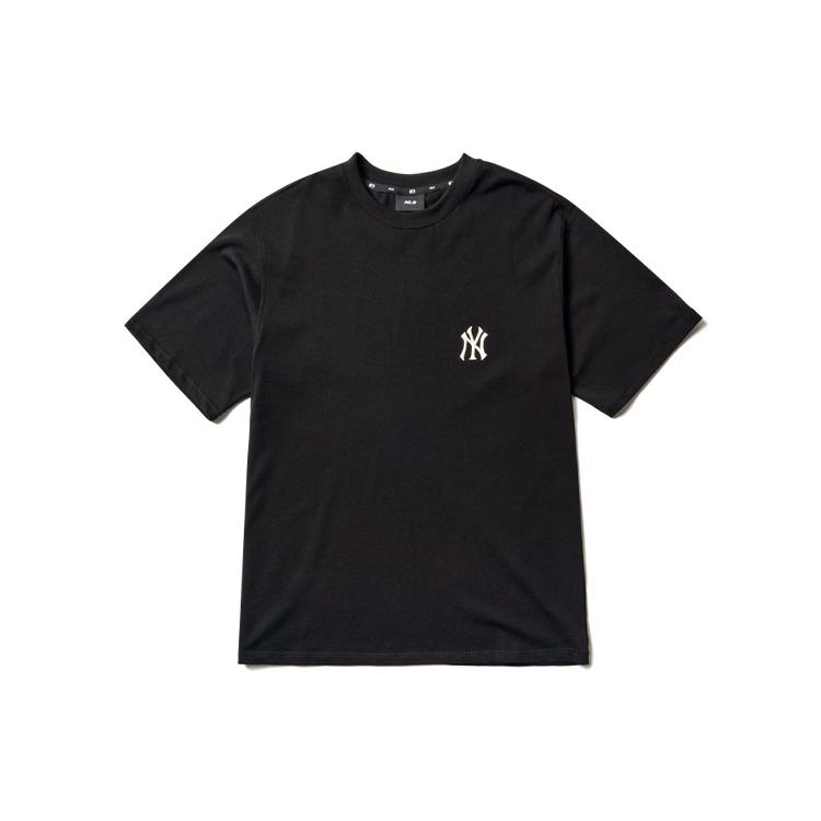 MLB Basic Logo Series New York Yankees Logo Round Neck Short Sleeve T-Shirt Unisex T-Shirts Black 3ATS02114-50BKS