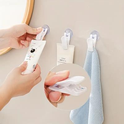 1/4 STÜCK Multifunktionaler Badezimmerhandtuch-Aufbewahrungsclip Küche Kleiner Haken Drehbar Haushalt Saugnapf Stanzfreier Clip