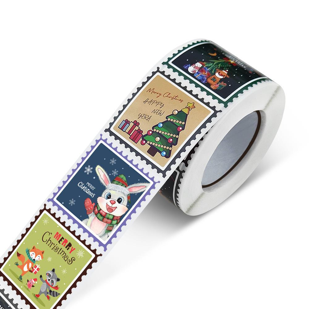 50-500Pcs Merry Christmas Stickers 3.8cm Square Christmas Tree Holiday Decoration Seal Labels For Cards Present Envelopes Decor