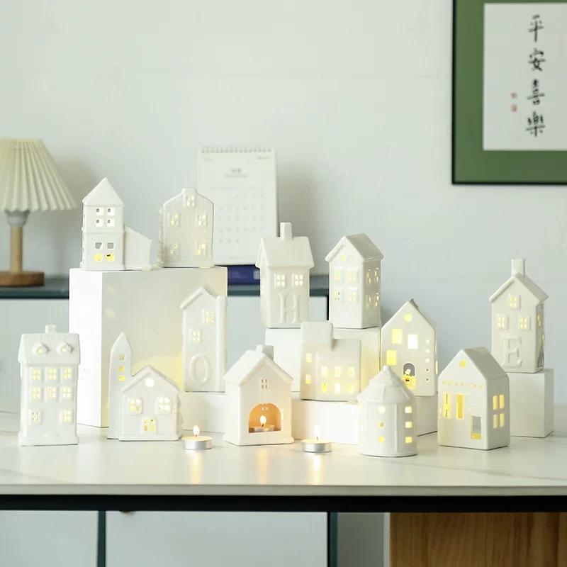 Ceramic House Candle Holder, Nordic Creative Candlestick for Home, Dinner & Wedding Table Decor