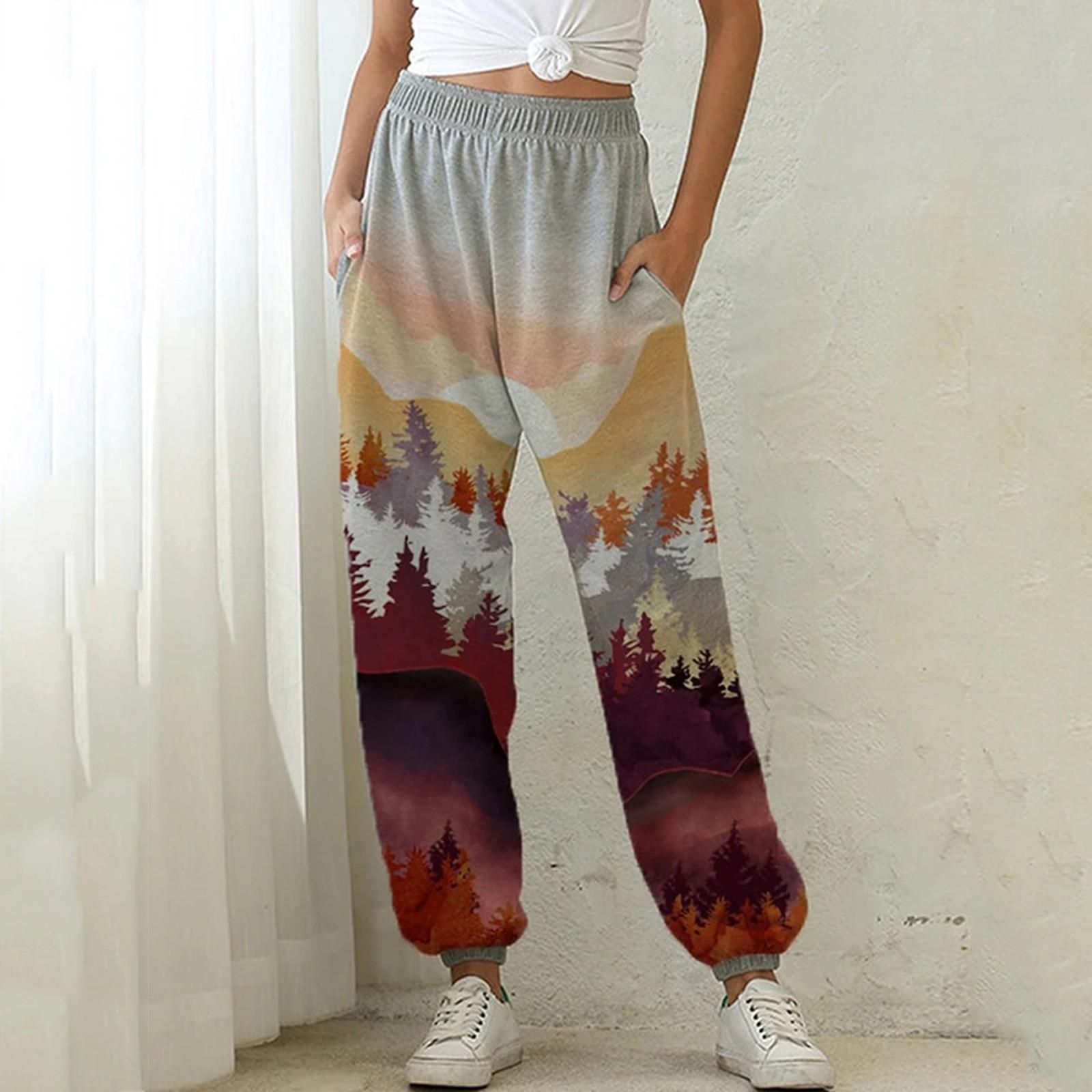 

Женские горные кроны с принтом карманные спортивные штаны для бега йоги спортивные штаны XXL красный