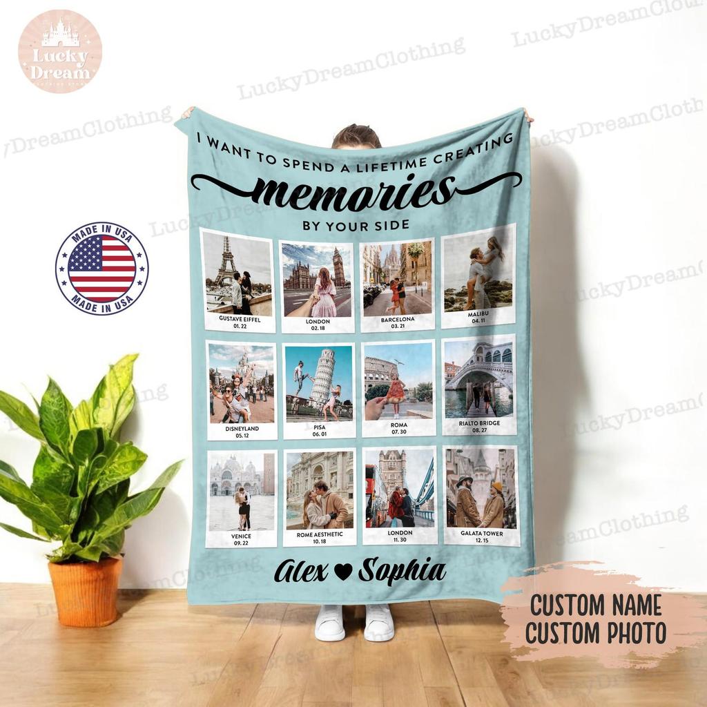 Personalized Milestone Commemorative Blanket, Photo Blanket with Text, Anniversary Gift, Couples Gift, Gift for Her, Ideal Mother's Day 2025