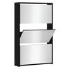 VidaXL Armoire à chaussures avec miroir 3 niveaux Noir 63x17x102,5 cm 342635